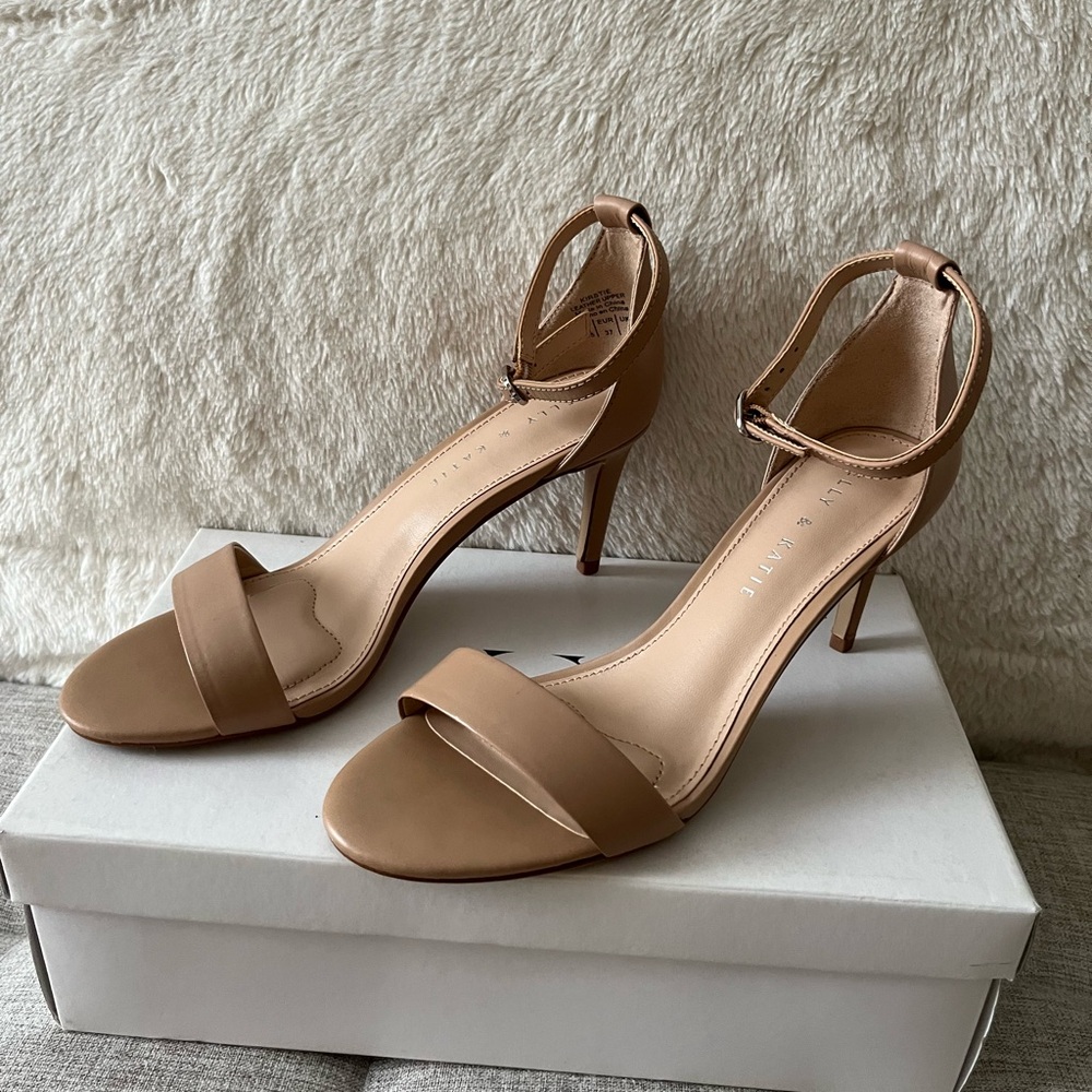 Kelly & Katie Tan Strappy Sandals with Stiletto Heel